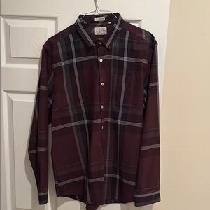 7 Diamonds Men's Burgundy Plaid Shirt